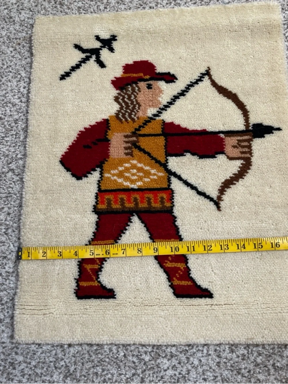 Vintage Archer Wall Art Wool Rug tapestry zodiac Sagittarius collectible